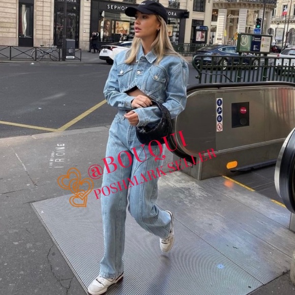 BLOGGERS FAV ZARA LONG SLEEVES CROPPED DENIM JEANS JACKET - Picture 14 of 15